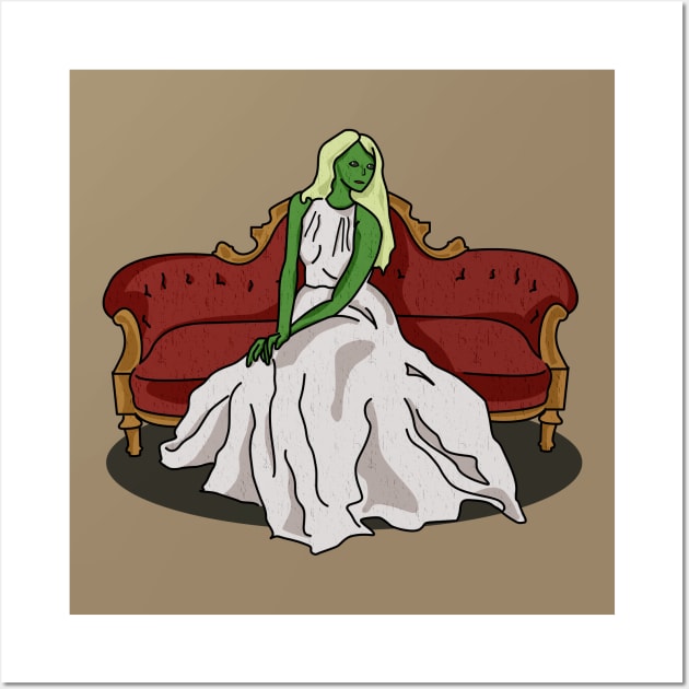 Extraterrestrial Elegance: Alien on a Victorian Couch Wall Art by Fun Funky Designs